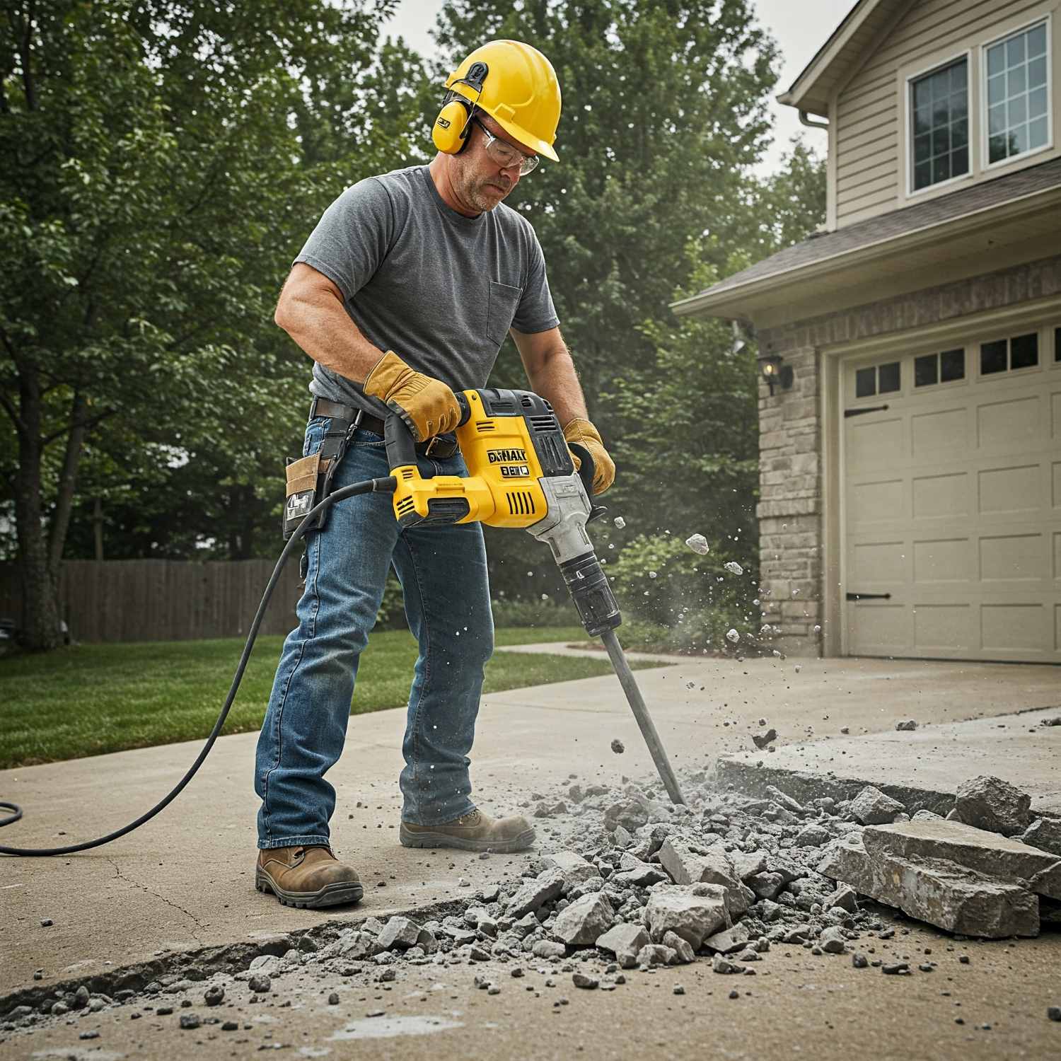 Concrete demolition removal jack hammor pic