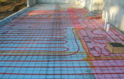 Concrete floor with radiant heating tubes