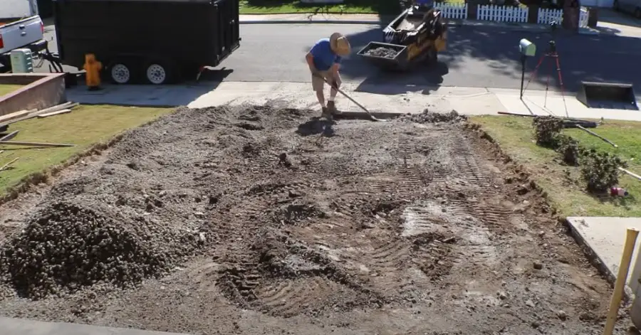 excavate the area for your diy concrete driveway