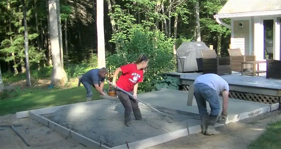 leading edge of drying concrete