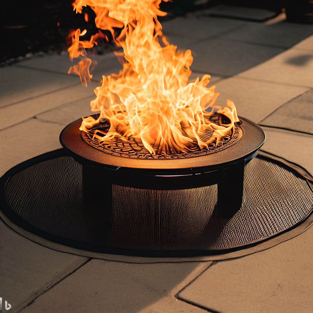 fire pit with protective fire mat