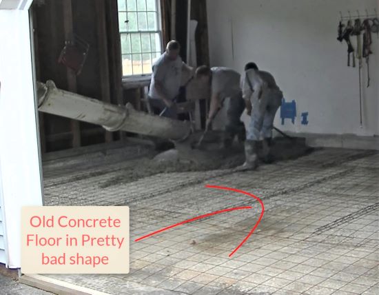 We're pouring a new concrete floor over this old concrete floor